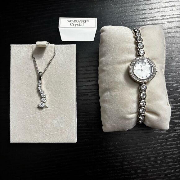 Bulova Crystal Accented Watch and Pendant Set, Swarovski Crystals - Picture 5 of 16